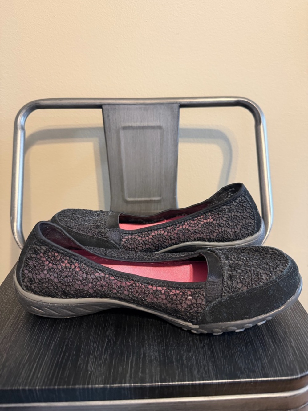 Skechers Black Lace Comfort Ballet Flats 7.5 - Picture 6 of 12